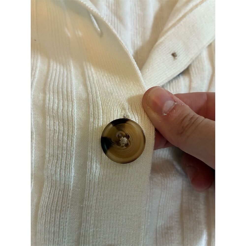 Ann Taylor Women's Cream Ribbed Knit Button-Down Cardigan Sweater XL - Picture 3 of 11